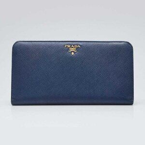 Prada Blue Saffiano Leather Large Organizer Wallet